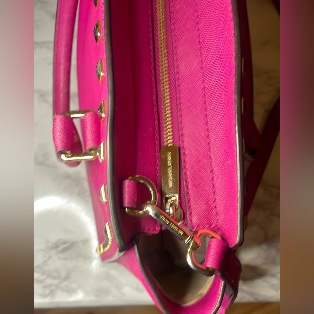 Michael Kors Fuschia Pink Crossbody Bag with Studded Details - Picture 8 of 11